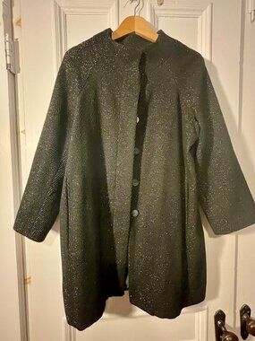 HOPE Black Gold Speckled Button Coat | 3/4 Sleeves | Made in Italy | Size S